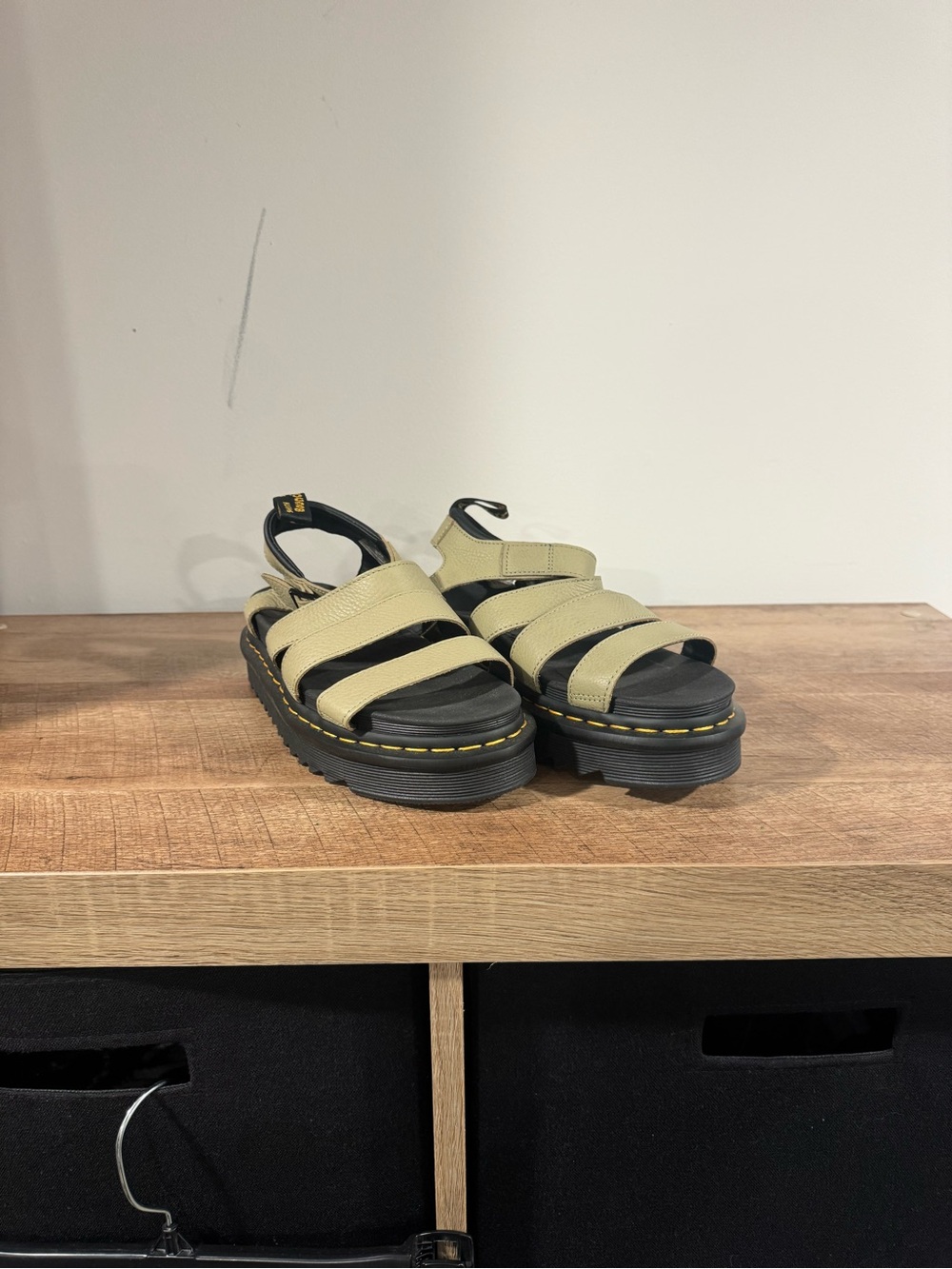 Dr. Martens Olive Green Leather Platform Sandals - Picture 2 of 7